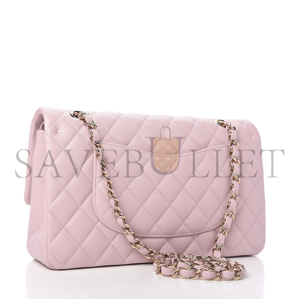 CHANEL CAVIAR QUILTED MEDIUM DOUBLE FLAP LIGHT PINK (25.5*14*6.5cm)